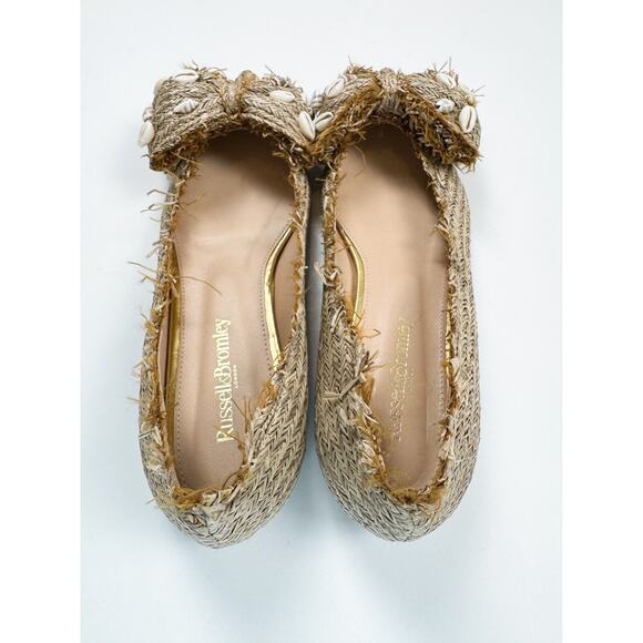 Russel & Bromley Ballet Flats Shoes Beige Woven Raffia Pointed Toe 38 US7 - Picture 3 of 10